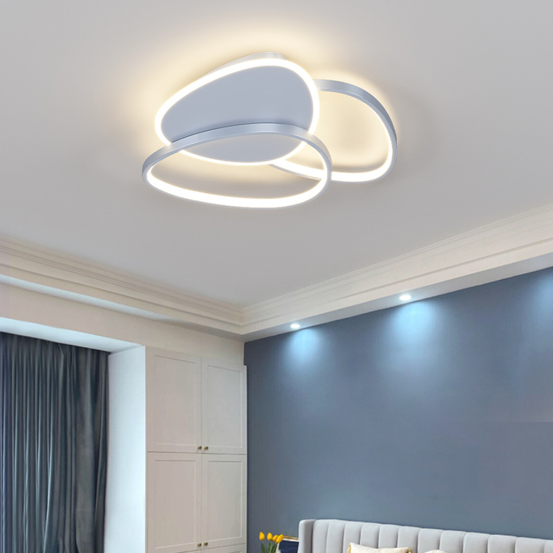 Luz principal de la sala de estar minimalista gris viento sistema LED luz de techo de arte moderno ambiente redondo dormitorio estudio luz de balcón