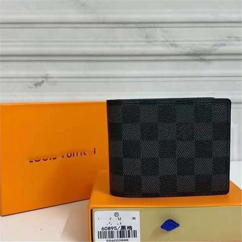 2025 new men's wallet, plaid men's wallet, short leather wallet, simple and stylish trendy brand men's wallet