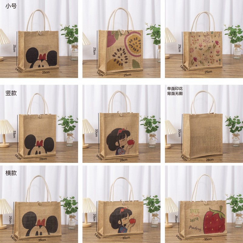 Bolsas de lino vintage personalizadas DIY pintadas portátiles bolsas de regalo de día de viaje diario bolsas de lino simples