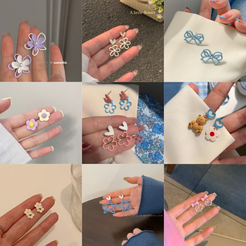 spring and summer 925 silver needle flower season sweet tulip fresh female earrings exquisite design sense mori earrings wholesale