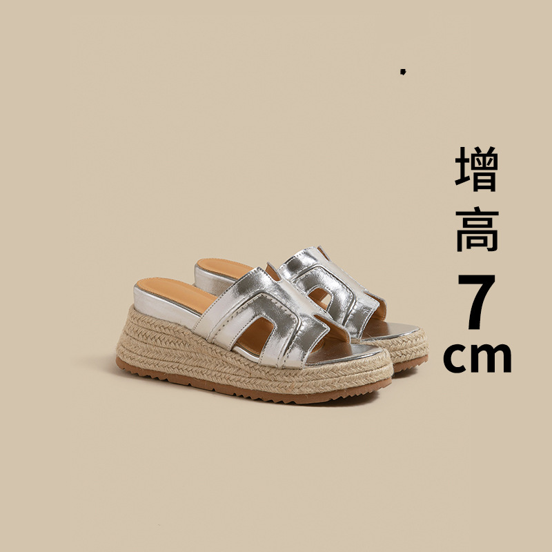 Luth mismo estilo ~ Sandalias de plataforma de bizcocho de paja para mujer 2025 verano nuevo estilo exterior sandalias y zapatillas de tacón alto para mujer
