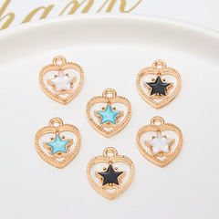 diy飾品滴油合金小掛件韓國手鍊吊墜配件 鏤空愛心五角星掛墜材料