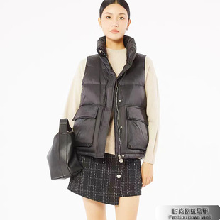 Winter 2024 new ladies white duck down vest collar padded short cotton-padded jacket coat women -6108