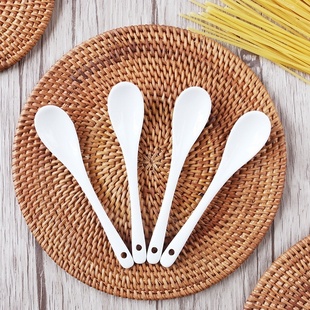 Jingdezhen Household Spoon Bone China Creative Simple Pure White Ceramic Coffee Spoon Porcelain Seasoning Spoon Small Spoon