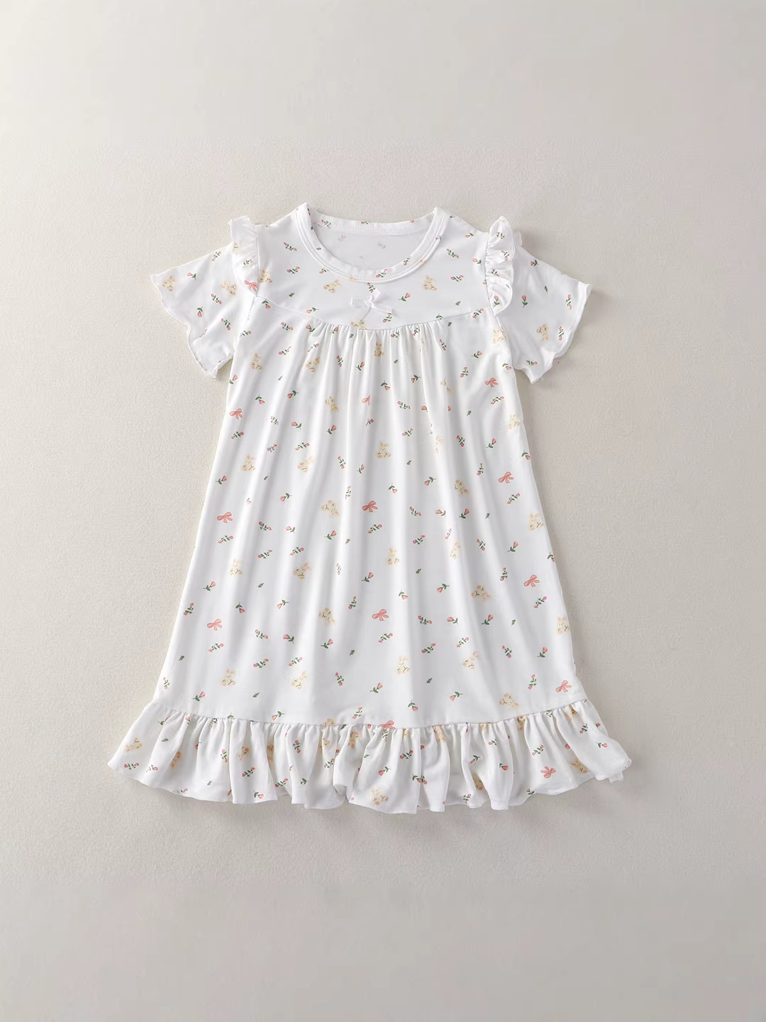 Pijamas infantiles niñas set de ropa para el hogar moda primavera y verano delgada ropa de aire acondicionado infantil encaje princesa viento
