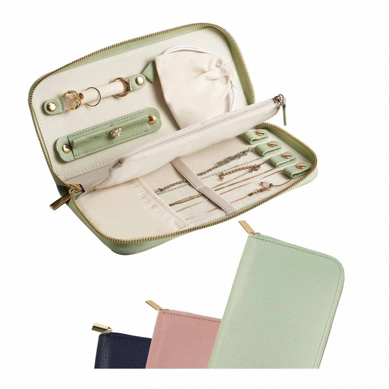 Joyero de cuero de Amazon Bolso de almacenamiento de joyas portátil multifuncional Collar Anillo Caja de joyería Collar Bolsa de almacenamiento