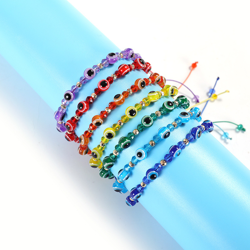 Cross-border Hot-selling Handmade Braided Palm Eye Evil Eye Lucky Bracelet Hamsa Blue Eye Bracelet