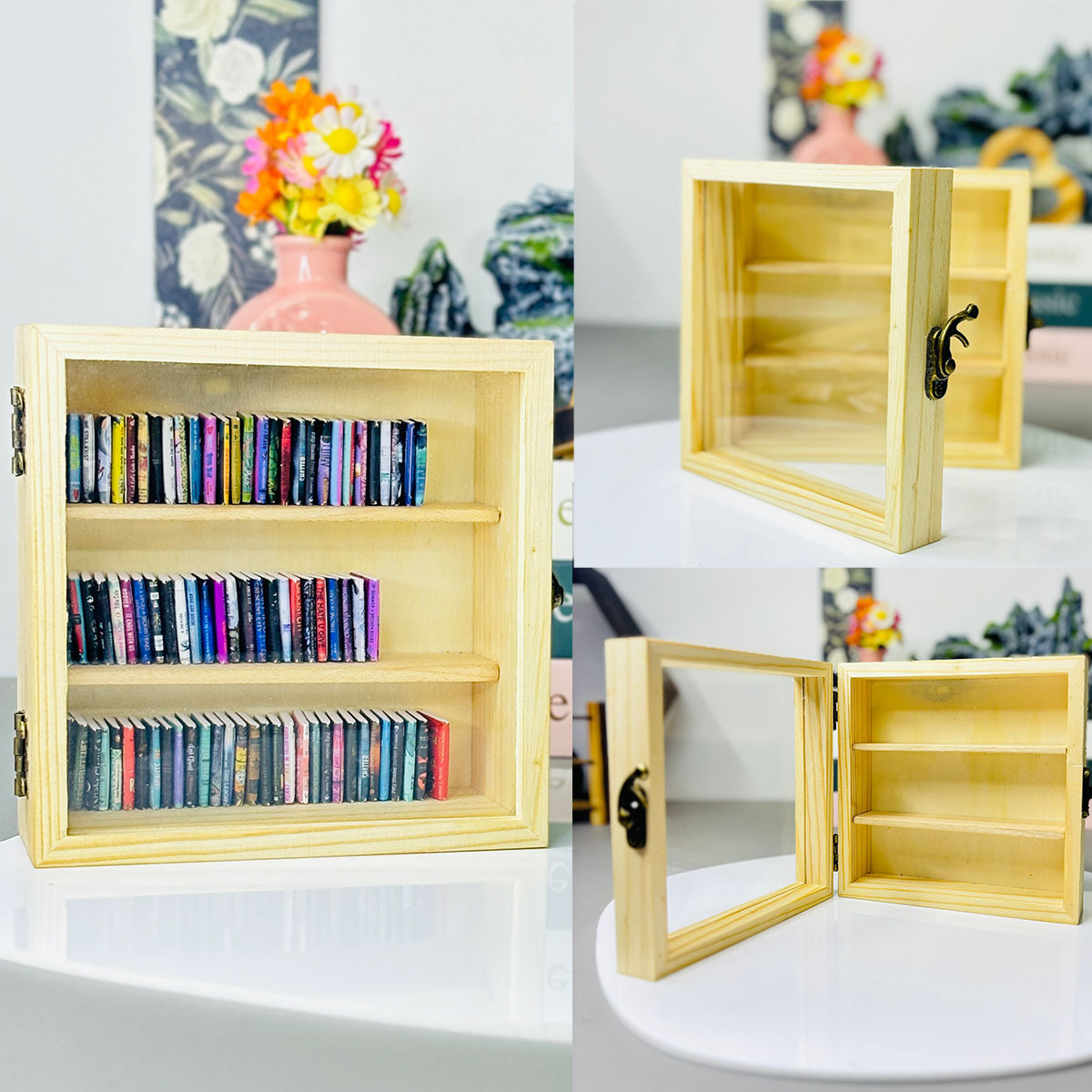 100g Weight Simple Style Solid Color Wood Bookshelf Artificial Decorations