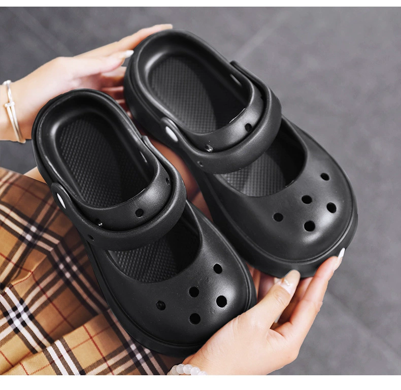 Тапочки Женские летние пещерные туфли На высоком каблуке на толстой подошве Нескользящий дезодорант с запахом Верхняя одежда Пляжная обувь Сандалии для родителей и детей Cyber Celebrant Slip-On