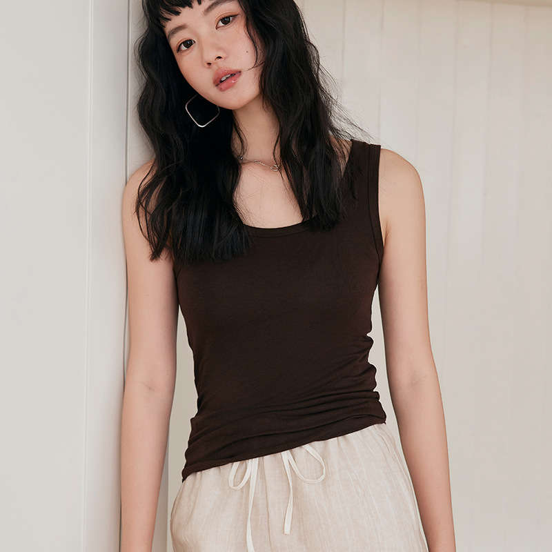Spring and Summer Pure Color Lyocell Sling Women's 2025 New Tencel Wool Outer Vest Skin-Fribottomly Inner Layering Shirt