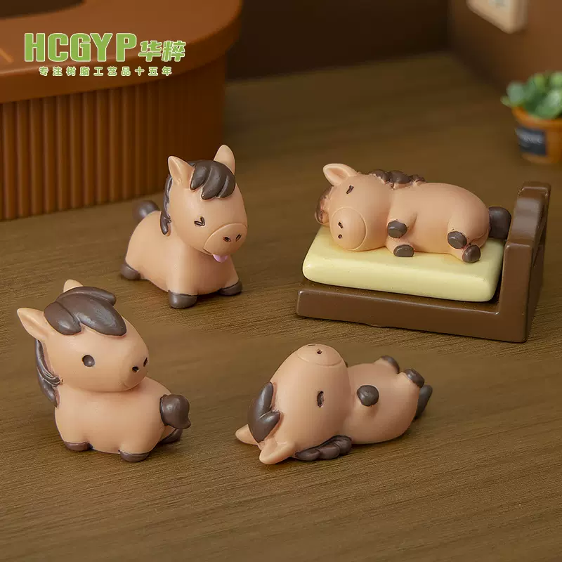 微景观摆件仿真小马家居娃娃屋树脂diy工艺装饰品摆件高级感小众