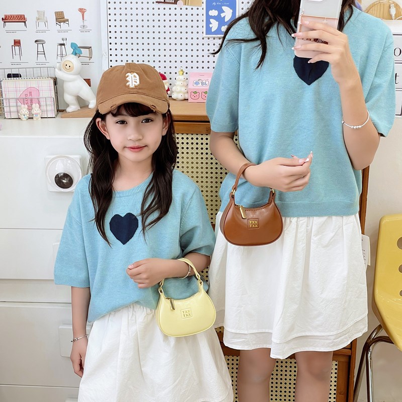 Bolso de hombro para niños y niñas de estilo coreano simple color sólido estilo occidental mini bolso de cadena para padres e hijos 2025 nuevo bolso para niños