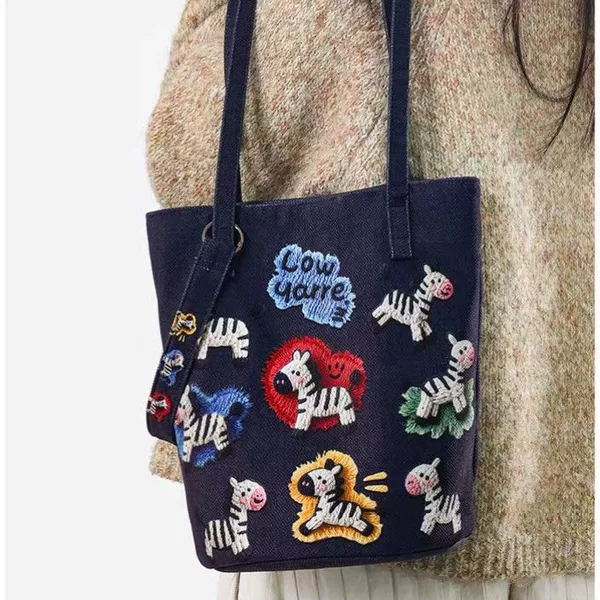2026 New Year Horse Year Zodiac Happy New Year Large Capacity Bucket Tote Shoulder Bag for Women, Prosperity Handheld Bucket Bag