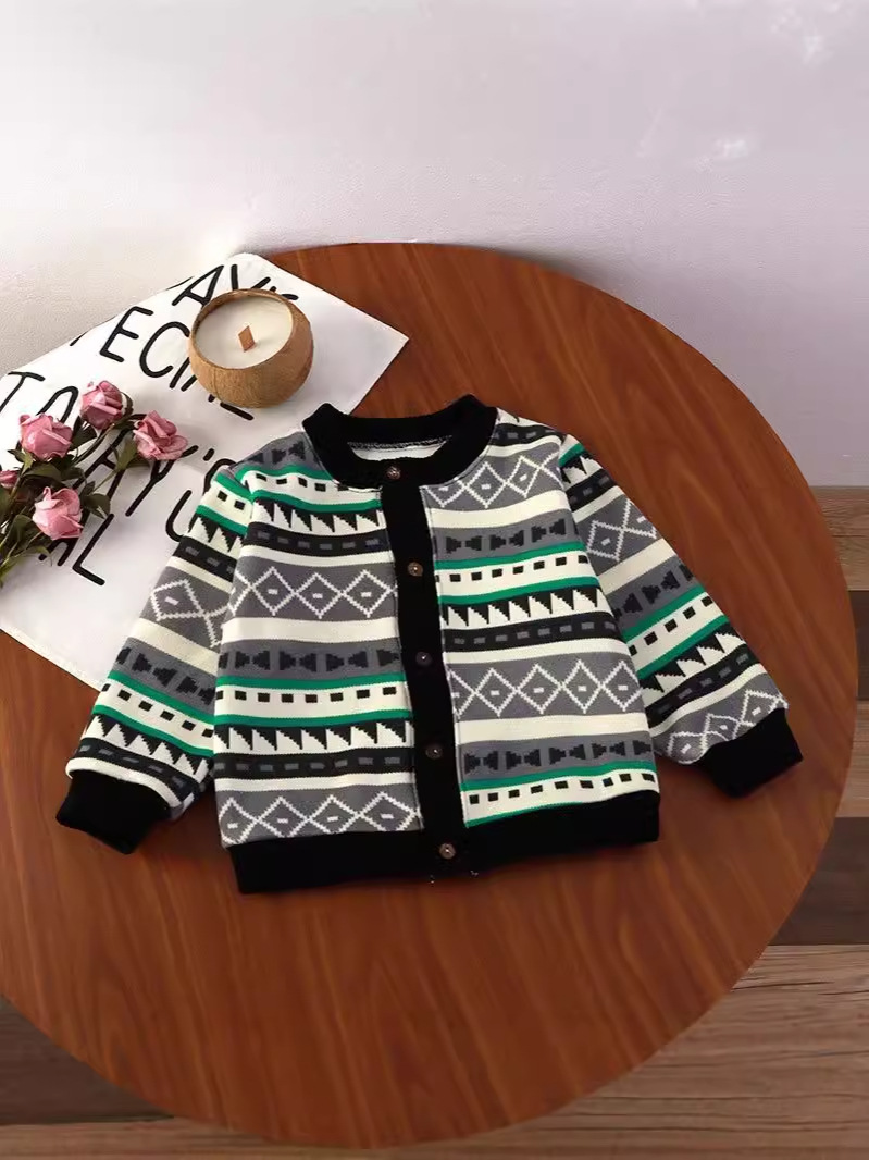 Cárdigan para niños más chaqueta de terciopelo para niños, bebé de punto, primavera y otoño, pequeño abrigo exterior, niños y niñas, cuello en V, estilo de moda, todo fósforo