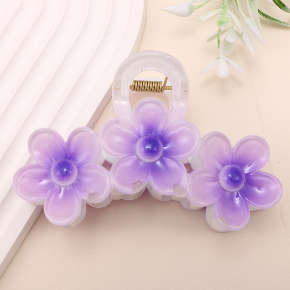 Nuevo color frangipani acrílico pinza para el cabello flor pinza de agarre de alta calidad elegante accesorio para el cabello de mujer pinza de tiburón de agarre lateral