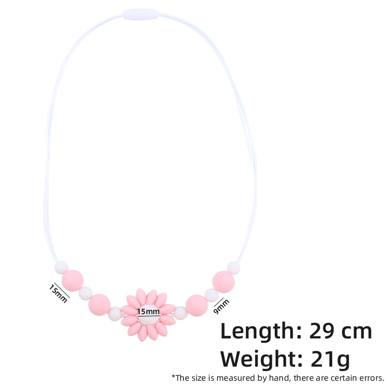 Bebé collar de flores de dibujos animados bebé creativo cuentas de silicona mordedura molar masticable COLLAR COLGANTE hecho a mano