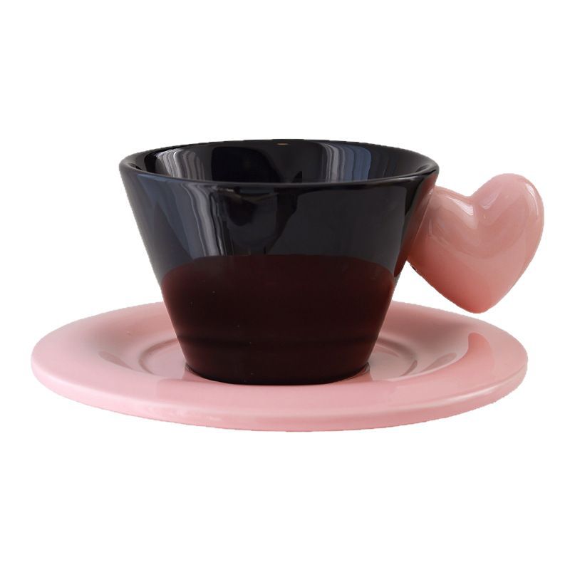 Tazas de café creativas en forma de corazón, plato de oficina en el hogar, tazas de cerámica de alto valor, regalo de cumpleaños para parejas