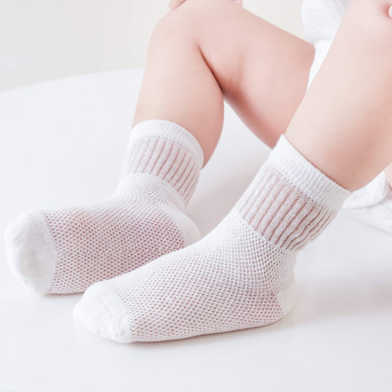 25 New Baby Socks Spring and Summer Thin Class A Mesh Socks Newborn Baby Cotton Socks Men's and Women's Children's Socks Middle Tube