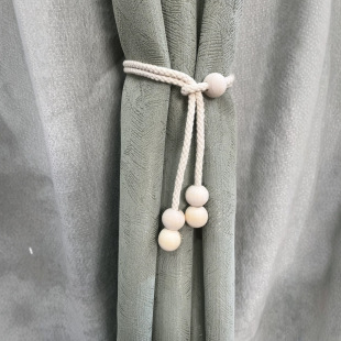 Cross-Border Supply New Cotton Rope Wooden Bead Curtain Straps Punch-Free Mobile Universal Curtain Decoration Accessories Binding Rope