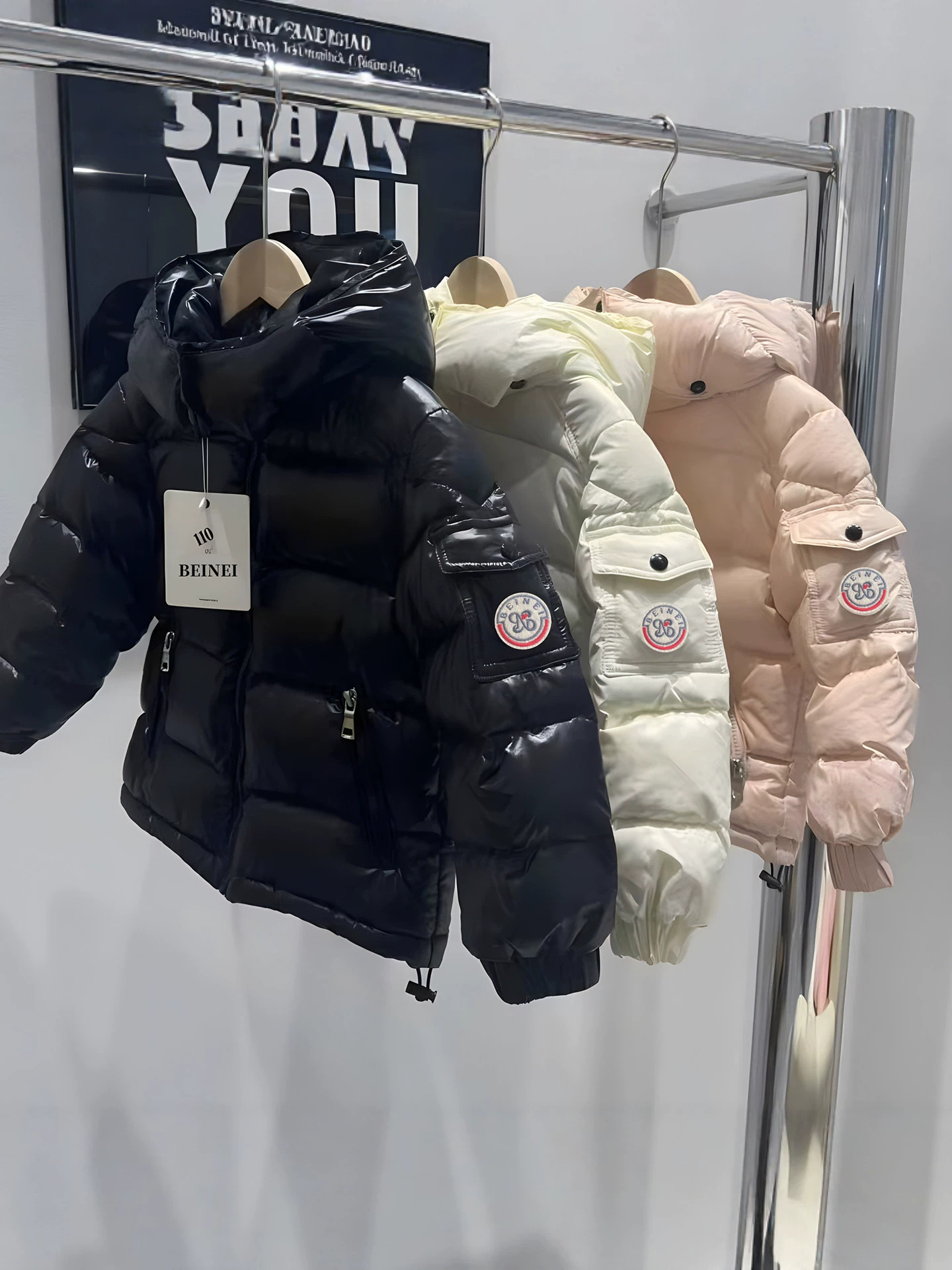 Children's short demi-season keep warm glossy down jacket for men…