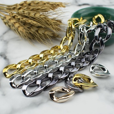 DIY散装可定制饰品手机壳配件UV电镀ABS塑料17*23链条扣开口圈|ms