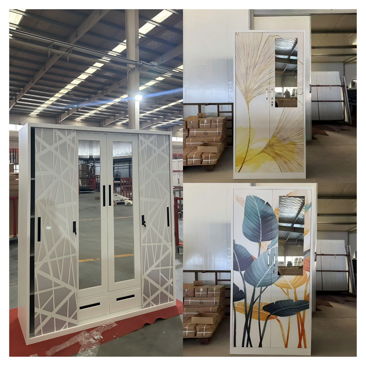 Comercio exterior armario de impresión de acero doméstico deslizante puerta corredera armario de almacenamiento para niños dormitorio armario de acero exportación image 1