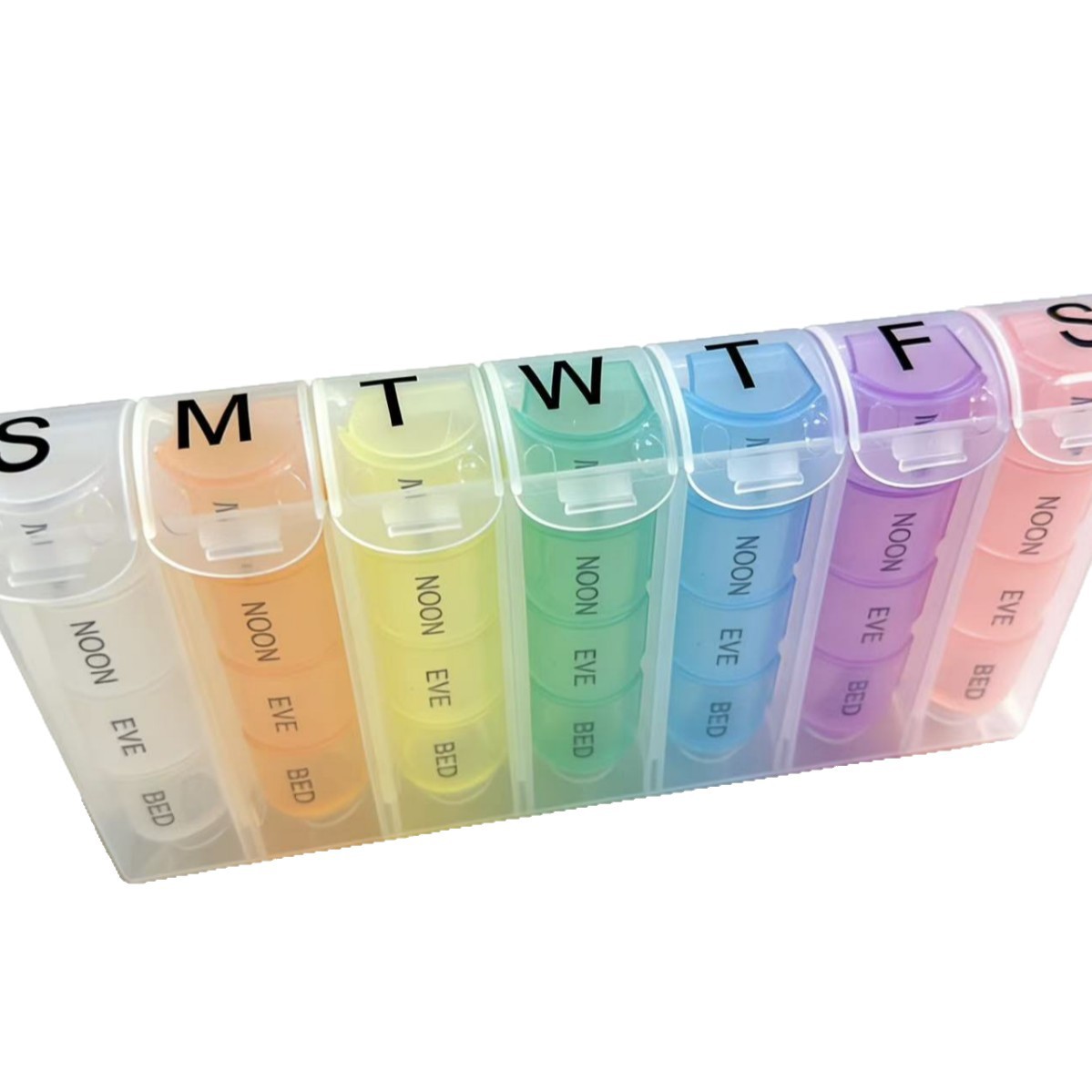 Fábrica directa mini color 28 caja de primavera de una semana caja de píldoras colorida 28 caja de píldoras semanales