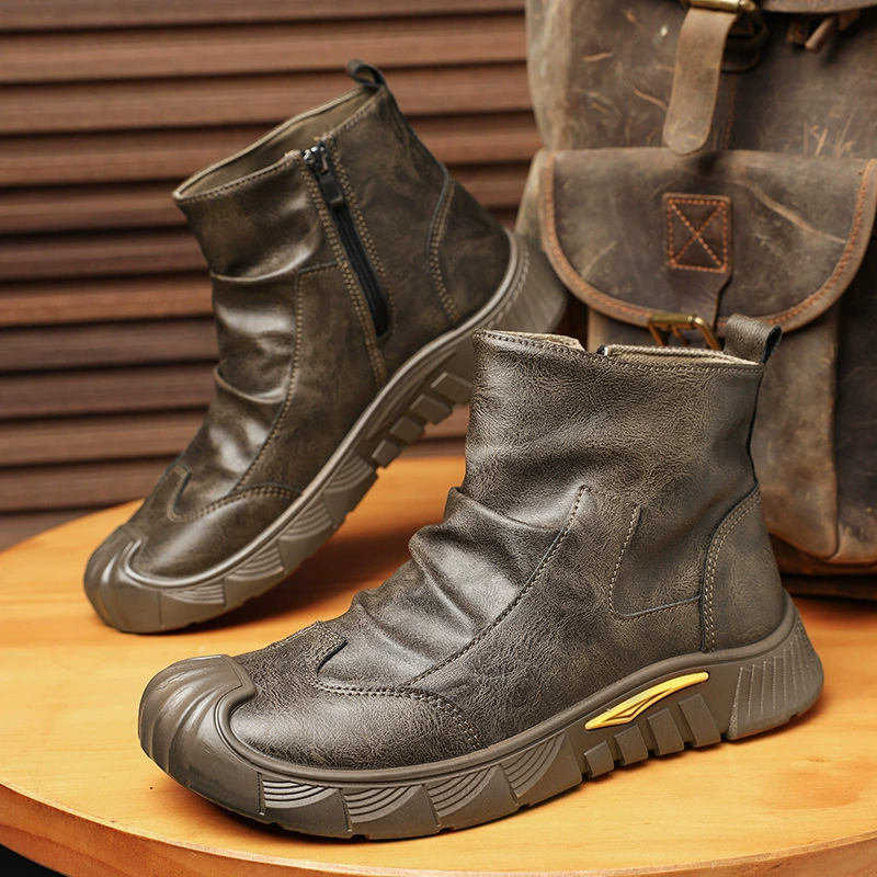 Модные нескользящие черные бархатные сапоги Martin новые дикие модные мужские туфли удобные приливные кожаные сапоги износостойкие сапоги осень-зима