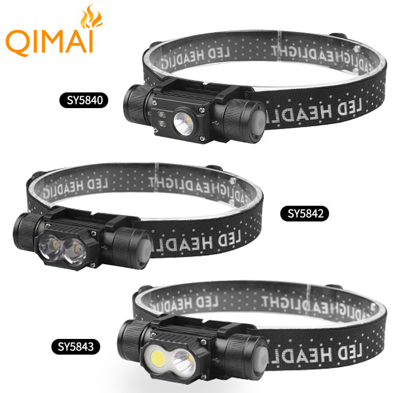 Neue XTE+COB Typ-C-Lade-LED-Stirnlampe mit roter Warnleuchte für Outdoor-Bergsteigen aus Aluminiumlegierung_voghion.com