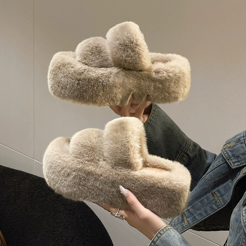 Slippers platform, demi-season keep warm footwear, 2023 collection