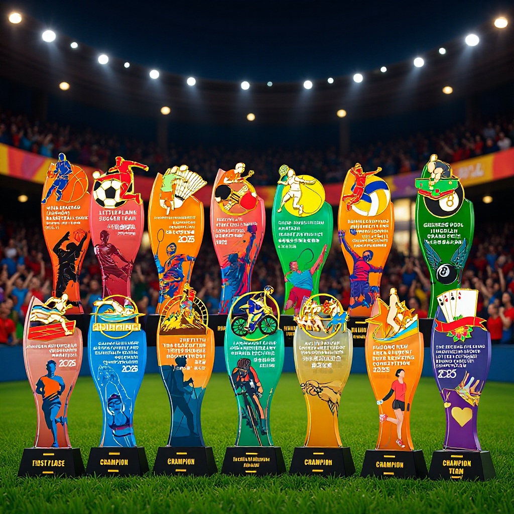 新款水晶奖杯高档大气创意体育运动会台足篮排乒乓羽毛球比赛奖杯