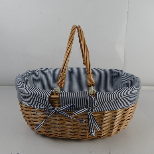 Cesta de picnic de ratán personalizada de fábrica cesta de mano de almacenamiento de doble mango cesta de verduras de regalo hecha a mano cesta de mimbre transfronteriza