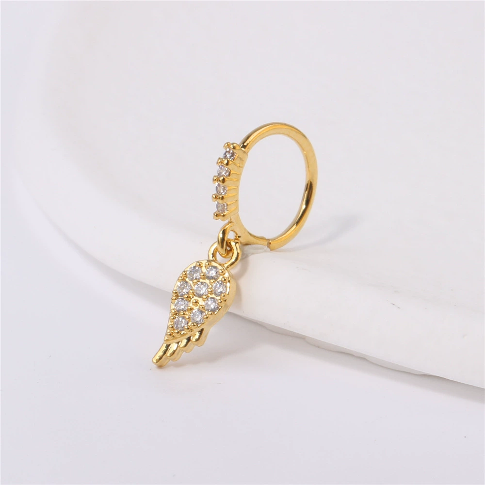 20 г Amazon европейский и американский женский кулон кольцо в носу Полный Бриллиант перо крыло нос шпилька кольцо в носу кулон серьги на хрящ