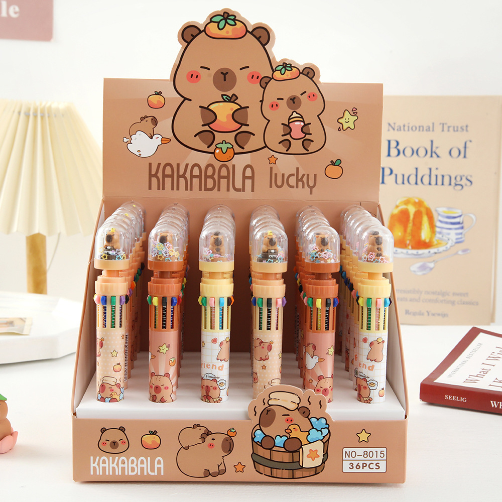 Caricatura Capibara bolígrafo lindo paisaje pulsar bolígrafo de diez colores bolígrafo de escritura de estudiantes