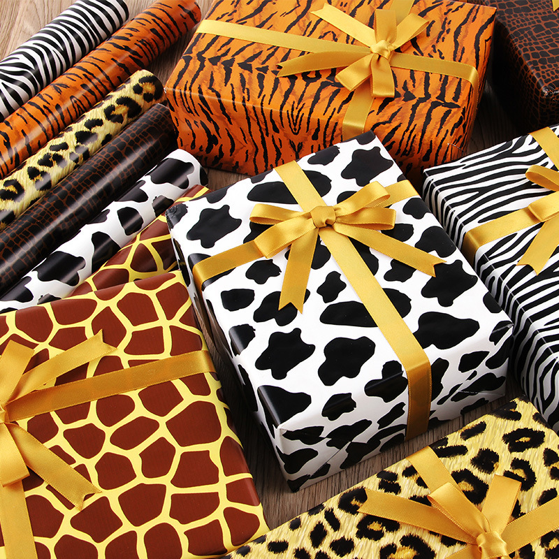 Papel de Regalo con Estampado Animal, Leopardo, Vaca, para Envolver Regalos, Manualidades, Libros, Cajas de Regalo al por Mayor