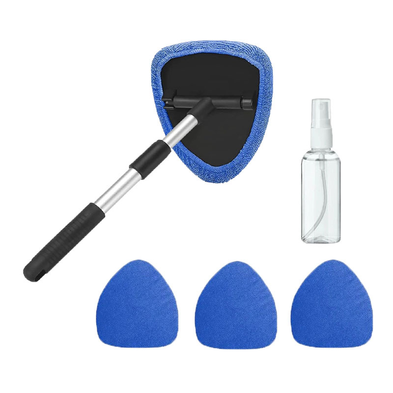 Qìchē – Car cleaning tools Cloth Cover Cleaning - pentagon-telescopic-rod-4-royal-blue-cloth-covers-1-spray-bottle-telescopic-rod