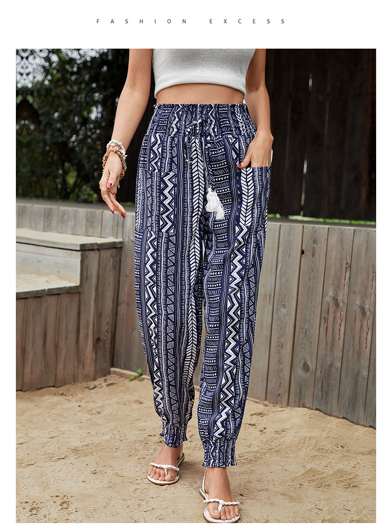 Printed Ethnic Style Pocket Pants_voghion.com