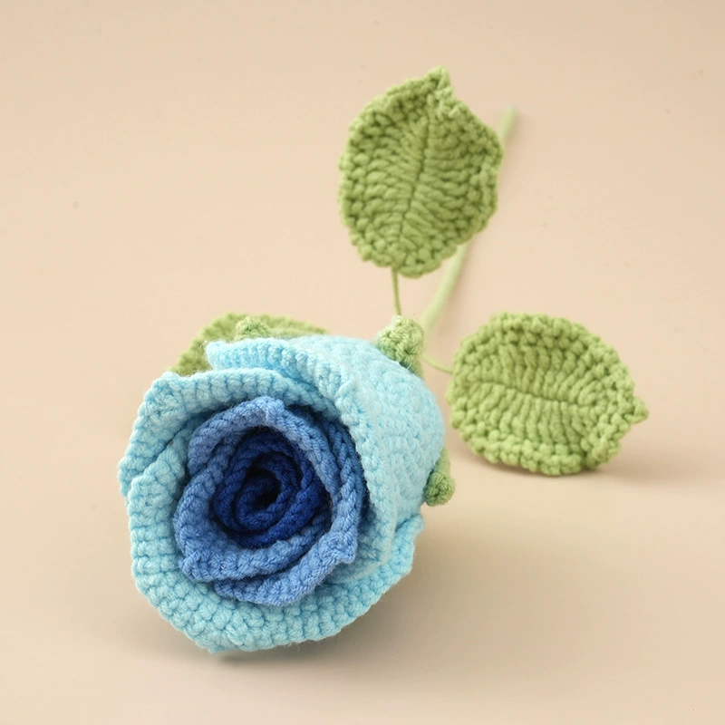 Винное стекло роза отделка чисто ручное плетение букет домашняя декора crochet имитационный цветок шерстяной подарок для подруги
