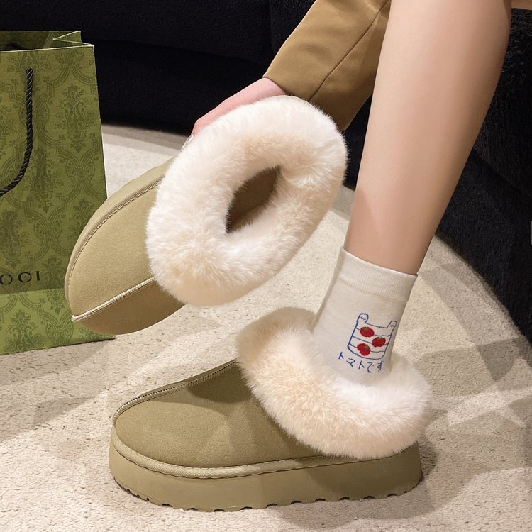 Thick snow boots for men and women in winter plus fleece thickened warm comfort to wear casual woolen shoes large size_voghion.com