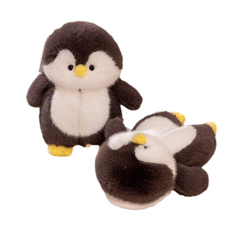 かわいいペンギンの綿のスリッパの女性のベルベットの家の室内の滑り止めバッグと冬の漫画のカップルのスリッパは厚くて暖かいです|undefined
