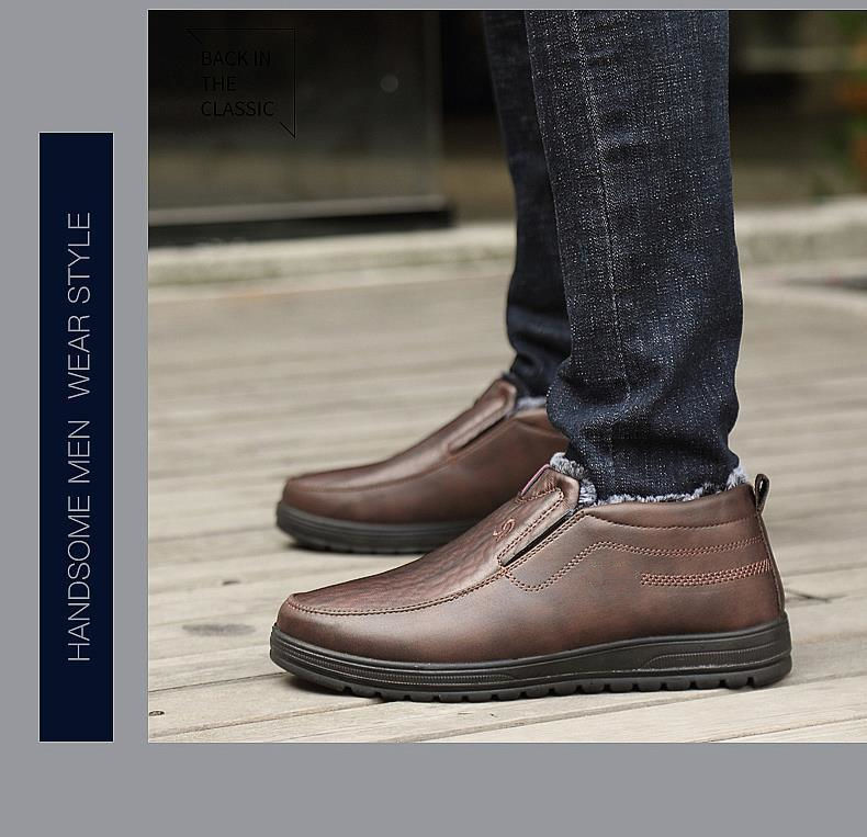 Herren Slipper Aus Leder Freizeitschuhe Mit Fleecefutter Schwarz_voghion.com