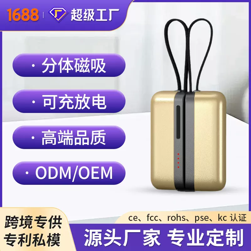 跨境磁吸电暖手宝户外连体充电线便携二合一9000毫安充电暖手速热