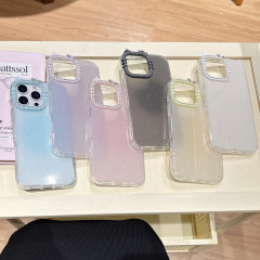 ins风渐变闪粉圆边IMD适用iPhone16pro max手机壳苹果17新款14/15