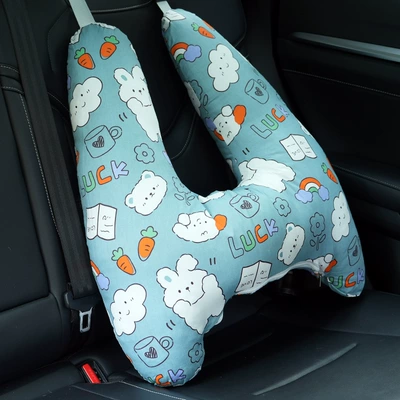 Seat belt shoulder pad: anti-collar neck baby pillow - rainbow-carrot-removableupgrade-linercotton-breathable-5566cm