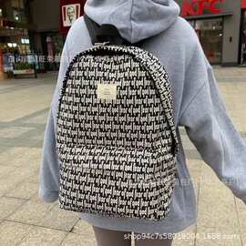 百搭美式fog复线双肩包潮牌初高中大学生男女书包满印字母电脑包