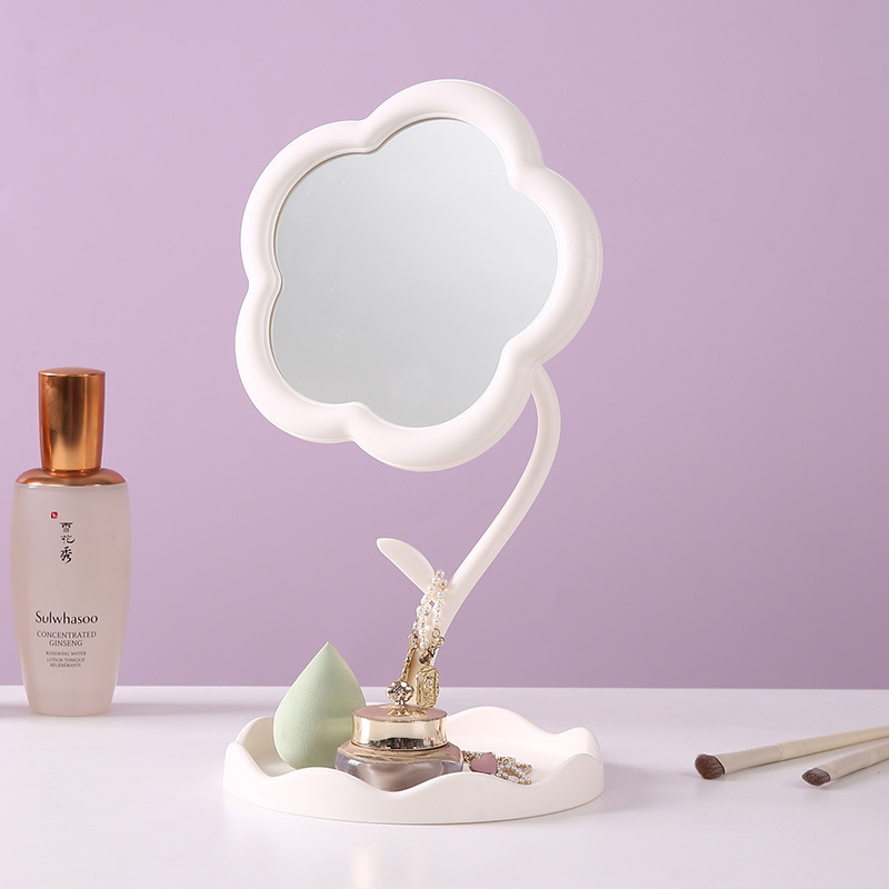 Espejo de maquillaje de escritorio de plástico desmontable giratorio espejo de sol dormitorio espejo de maquillaje HD