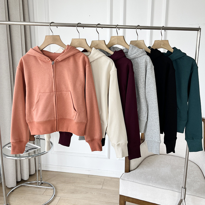 Japanese Order~ Spring and Autumn Women's Sports Zip-Up Hooded Jacket, Long-Sleeve Short Sweatshirt, New Autumn Product Sy459787