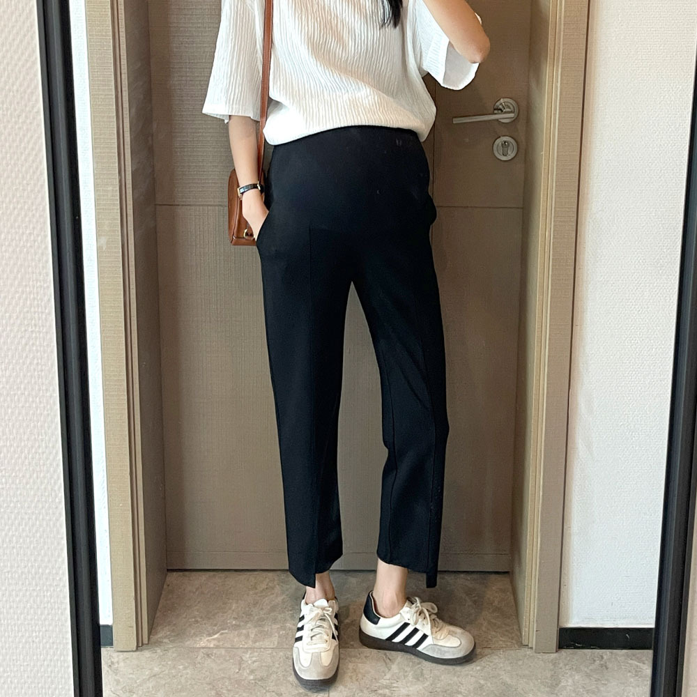 Summer New Pregnant Women's Pants Fashion Irregular Leg Straight Pants High Waist Abdomen Showing High Leg Long Casual Pants Trendy