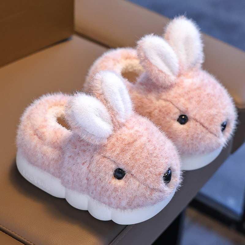 Zapatos de algodón para niños niñas invierno niñas zapatillas cálidas padres-hijos conejo princesa interior antideslizante zapatillas de algodón para el hogar
