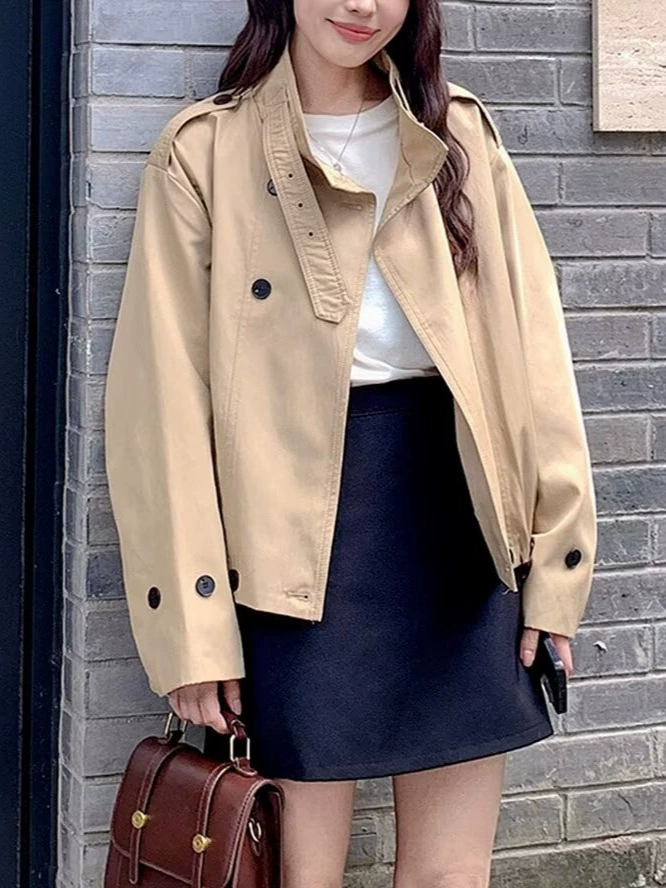 Хаки осеннее trench coat, куртка для отдыха, люкс, оверсайз, для подростков